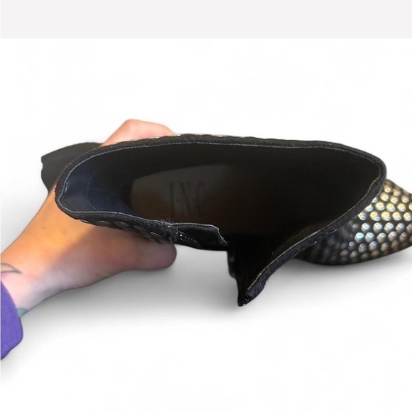 HOST PICK INC Black and Silver Metallic Studded Ankle Boots size 7 - Picture 4 of 4